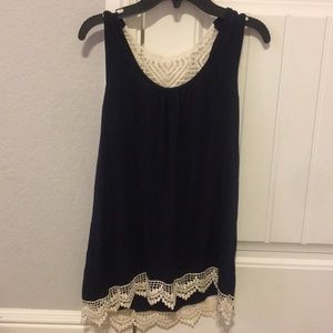 Navy lacey tank top